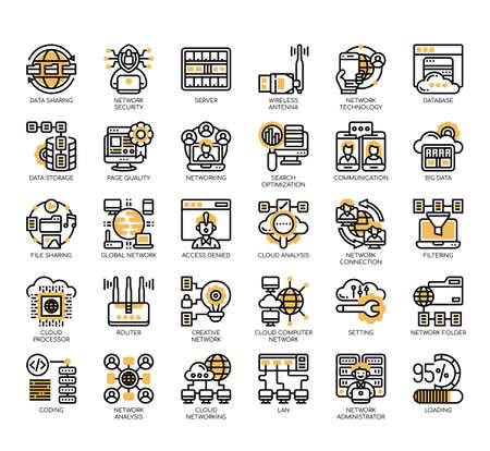Set of network analysis thin line and pixel perfect icons for any web and app project.のイラスト素材