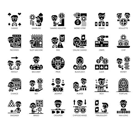 Set of casino thin line and pixel perfect icons for any web and app project.のイラスト素材