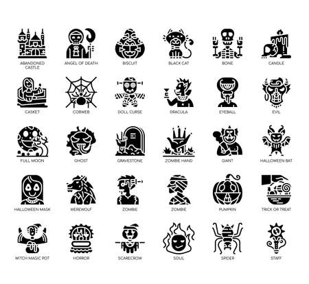 Set of halloween thin line and pixel perfect icons for any web and app project.のイラスト素材