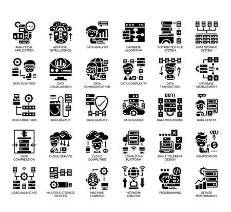 Set of Big data thin line and pixel perfect icons for any web and app project.の写真素材