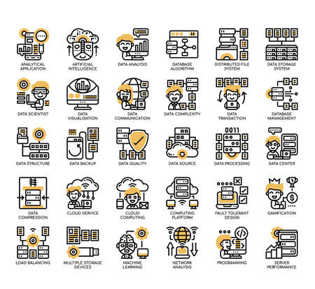 Set of Big data thin line and pixel perfect icons for any web and app project.の写真素材