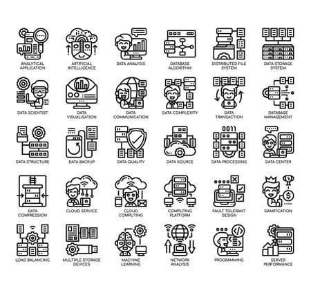 Set of Big data thin line and pixel perfect icons for any web and app project.の写真素材