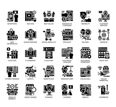 Set of Online Marketplace thin line and pixel perfect icons for any web and app project.の写真素材
