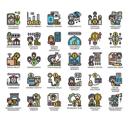 Set of Fintech Element thin line and pixel perfect icons for any web and app project.の写真素材