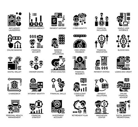 Set of Fintech Element thin line and pixel perfect icons for any web and app project.の写真素材