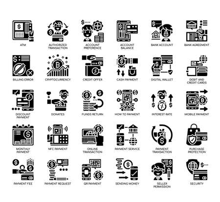 Set of Payment Element thin line and pixel perfect icons for any web and app project.の写真素材