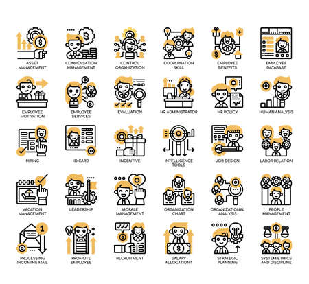 Set of Human Resources thin line and pixel perfect icons for any web and app project.の写真素材
