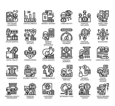 Set of Fintech Element thin line and pixel perfect icons for any web and app project.の写真素材