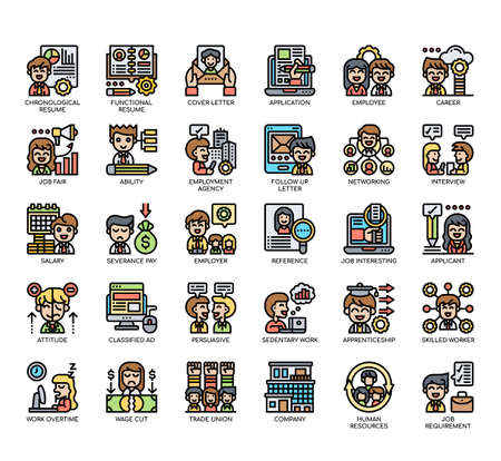 Set of Job Search thin line and pixel perfect icons for any web and app project.の写真素材