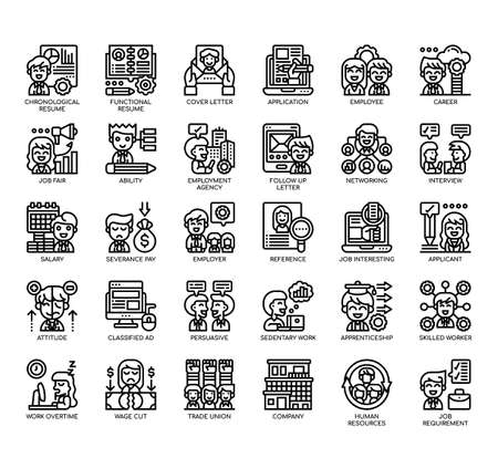Set of Job Search thin line and pixel perfect icons for any web and app project.の写真素材