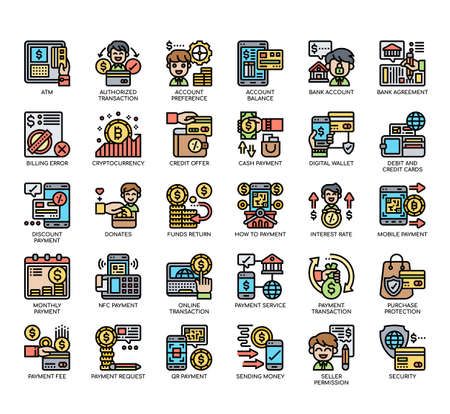 Set of Payment Element thin line and pixel perfect icons for any web and app project.の写真素材