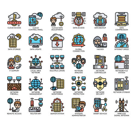 Set of Network Technology thin line and pixel perfect icons for any web and app project.の写真素材