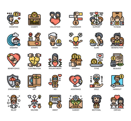 Set of Charity Element thin line and pixel perfect icons for any web and app project.の写真素材