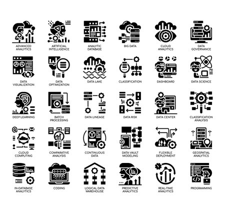 Set of Data Analytics thin line and pixel perfect icons for any web and app project.の写真素材
