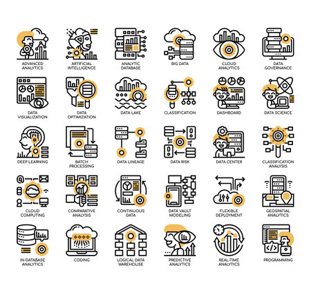 Set of Data Analytics thin line and pixel perfect icons for any web and app project.の写真素材