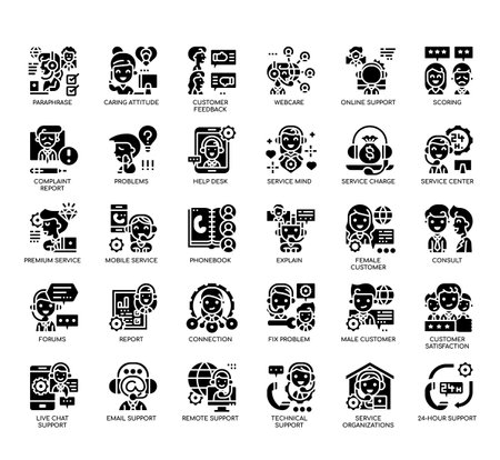Set of Customer Support thin line and pixel perfect icons for any web and app project.の写真素材