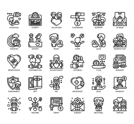 Set of Charity Element thin line and pixel perfect icons for any web and app project.の写真素材