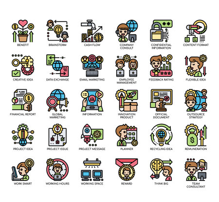 Set of Project Management thin line and pixel perfect icons for any web and app project.の写真素材