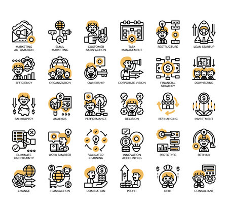Set of Business Optimization thin line and pixel perfect icons for any web and app project.の写真素材