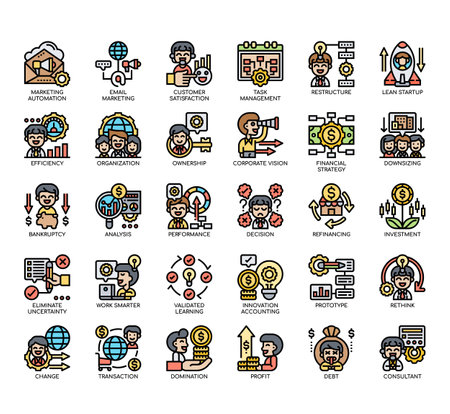 Set of Business Optimization thin line and pixel perfect icons for any web and app project.の写真素材