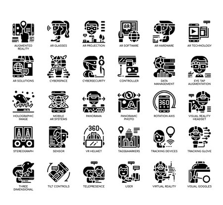 Set of Augmented reality technology thin line and pixel perfect icons for any web and app project.の写真素材