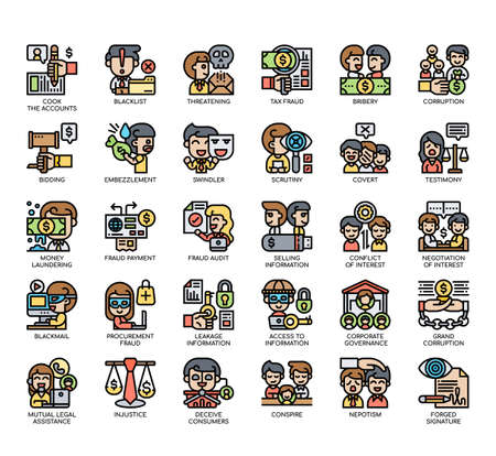 Set of Business Corruption thin line and pixel perfect icons for any web and app project.の写真素材