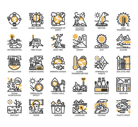 Set of Climate change thin line and pixel perfect icons for any web and app project.の写真素材