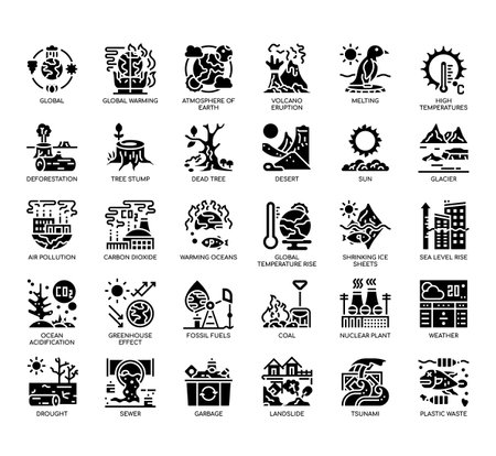 Set of Climate change thin line and pixel perfect icons for any web and app project.の写真素材