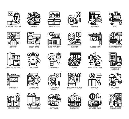 Set of Black Friday thin line and pixel perfect icons for any web and app project.の写真素材