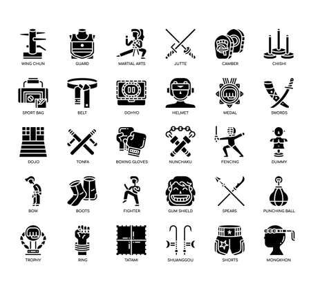 Set of Martial Arts thin line icons for any web and app project.の写真素材