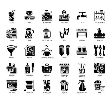 Set of  Plastic Products thin line icons for any web and app project.の写真素材