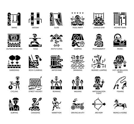 Set of Outdoor activities  thin line icons for any web and app project.の写真素材