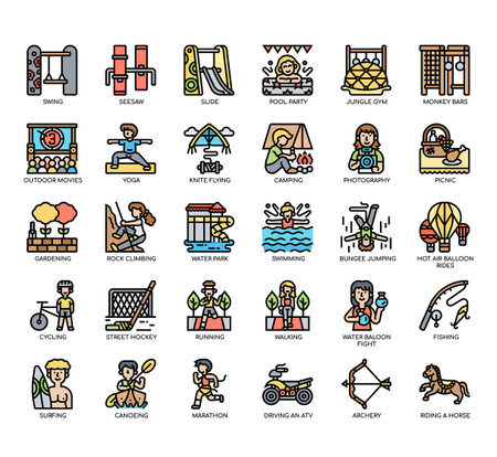 Set of Outdoor activities  thin line icons for any web and app project.の写真素材