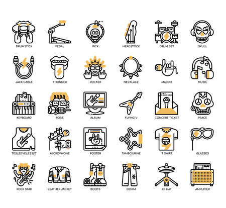 Set of Rock and Roll thin line icons for any web and app project.の写真素材