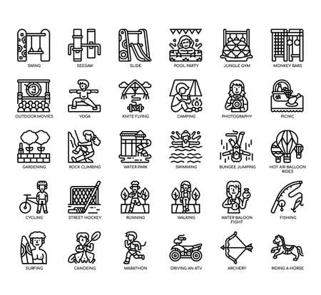 Set of Outdoor activities  thin line icons for any web and app project.の写真素材