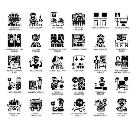 Set of Hotel Facilities&Guest Service thin line icons for any web and app project.の写真素材