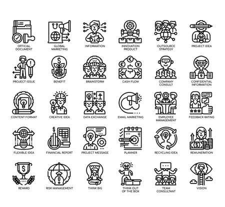 Set of Project Management thin line icons for any web and app project.の写真素材