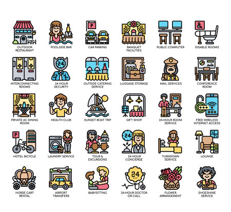 Set of Hotel Facilities&Guest Service thin line icons for any web and app project.の写真素材