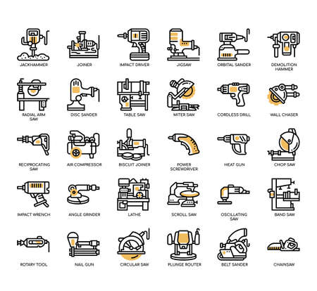 Set of Power tools thin line icons for any web and app project.の写真素材