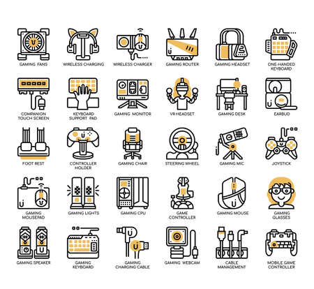 Set of Gaming accessories thin line icons for any web and app project.の写真素材