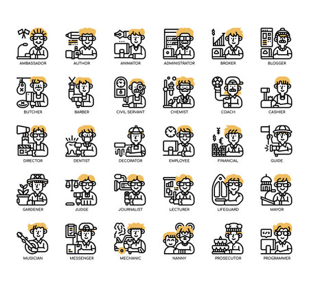 Set of Occupation Women 2 thin line icons for any web and app project.の写真素材