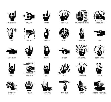 Set of Hand gesture thin line icons for any web and app project.の写真素材