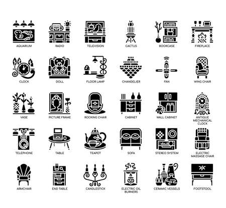 Set of Living Room thin line icons for any web and app project.の写真素材
