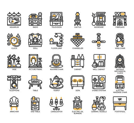 Set of Living Room thin line icons for any web and app project.の写真素材