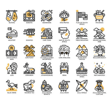 Set of South Africa thin line icons for any web and app project.の写真素材
