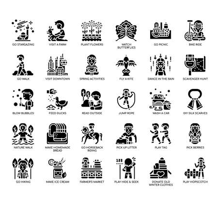 Set of Spring activities thin line icons for any web and app project.の写真素材