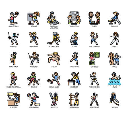 Set of Battle Sports thin line icons for any web and app project.の写真素材