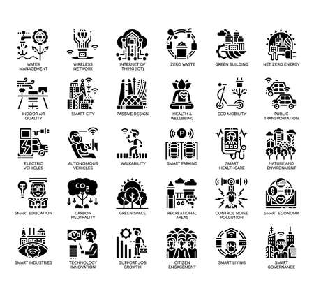 Set of Smart City thin line icons for any web and app project.の写真素材