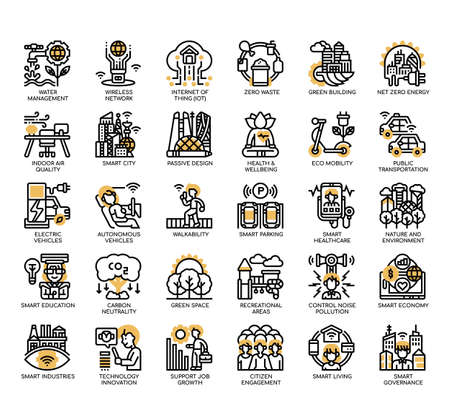 Set of Smart City thin line icons for any web and app project.の写真素材