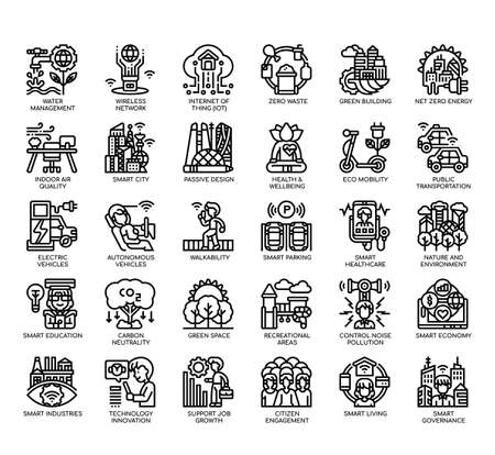 Set of Smart City thin line icons for any web and app project.の写真素材